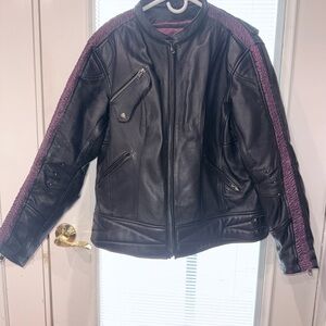 Vintage Milwaukee Leather Black and Purple Women's Motorcycle Jacket